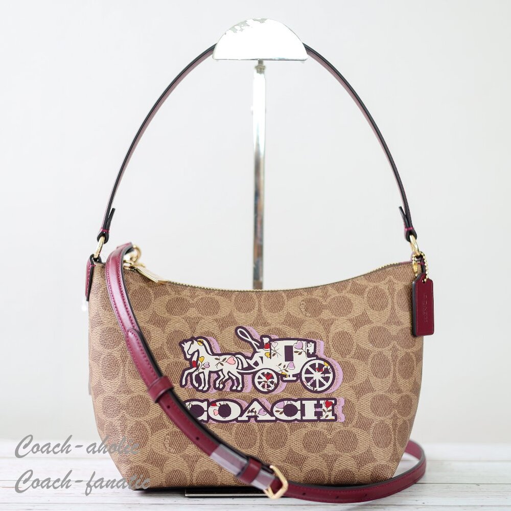 Coach CX588 Zip Top Shoulder Bag In Signature Canvas w/ Horse & Carriage SEALED